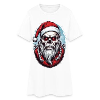 Totenkopf Weihnachtsmann - Frauen T-Shirt-Kleid - Weiß - Vorne