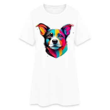 colorful dog face - Frauen T-Shirt-Kleid - Weiß - Vorne