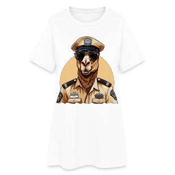 Policier chameau - Robe T-shirt Femme - blanc - Devant