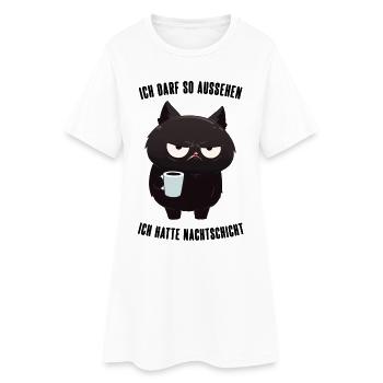 Ich Darf So Aussehen Katze Nachtschicht Geschenk - Frauen T-Shirt-Kleid - Weiß - Vorne