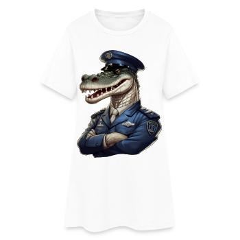 Crocodile Policeman - Women’s T-Shirt Dress - white - Front