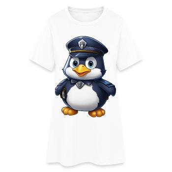 Pinguin Polizist - Frauen T-Shirt-Kleid - Weiß - Vorne