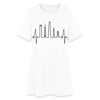 Shanghai Skyline Heartbeat Chine J’aime Shanghai - Robe T-shirt Femme - blanc - Devant