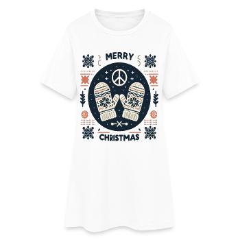Frohe Weihnachten Ugly Christmas Peace Sweater - Frauen T-Shirt-Kleid - Weiß - Vorne