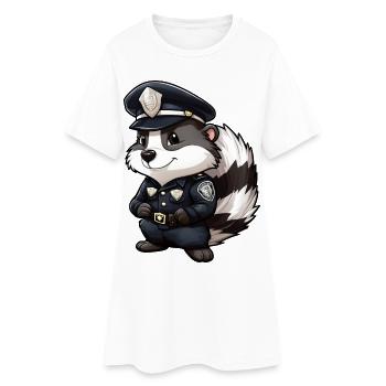 Police de la mouffette - Robe T-shirt Femme - blanc - Devant