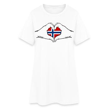 Norwegen Flagge Hände Herzform - Frauen T-Shirt-Kleid - Weiß - Vorne