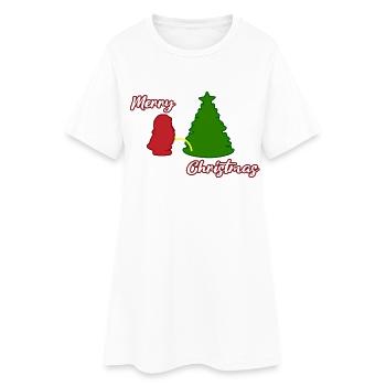 Santa peeing - Christmas Tree - Weihnachtsmann - Frauen T-Shirt-Kleid - Weiß - Vorne
