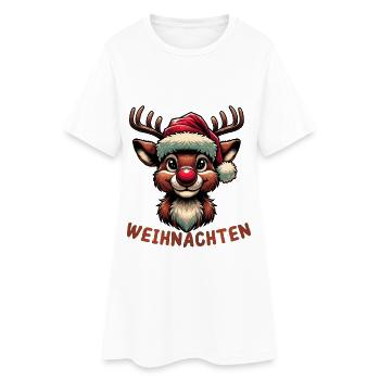 Frohe Weihnachten Rudolf das Rentier Design - Frauen T-Shirt-Kleid - Weiß - Vorne