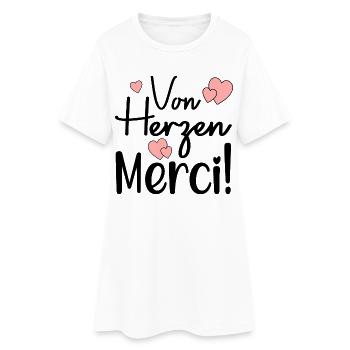 DANKESCHÖN VON HERZEN - Französisch - Frauen T-Shirt-Kleid - Weiß - Vorne