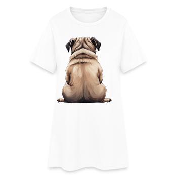 Mops - Frauen T-Shirt-Kleid - Weiß - Vorne
