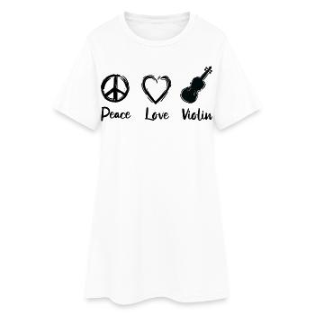 Paix Amour Violon - Robe T-shirt Femme - blanc - Devant