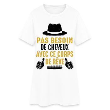Chauve Cadeau Humour Citation Drôle 2024 - Robe T-shirt Femme - blanc - Devant