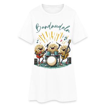 Bandnudeln Nudel Pasta Musik Musikband Wortspiel - Frauen T-Shirt-Kleid - Weiß - Vorne