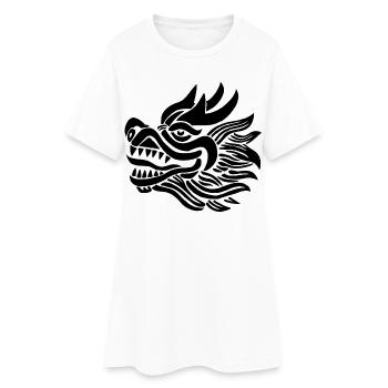 Tête de dragon chinois (noir) - Robe T-shirt Femme - blanc - Devant