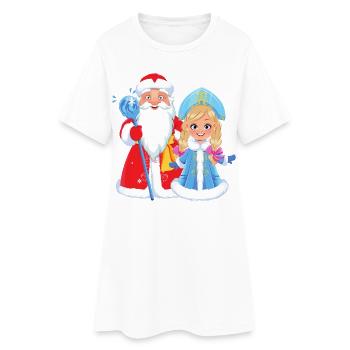 Ded Moroz Snegurotschka russischer Weihnachtsmann - Frauen T-Shirt-Kleid - Weiß - Vorne