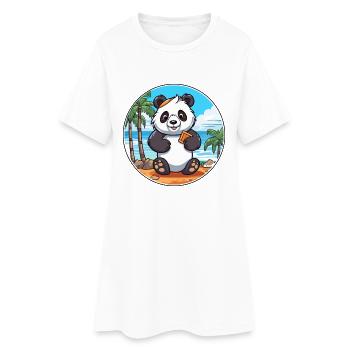 Panda Aquarelle Dessin Animé Kawaii Clipart Animal - Robe T-shirt Femme - blanc - Devant