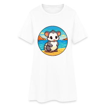 Opossum Aquarell Cartoon Kawaii Clipart Tier - Frauen T-Shirt-Kleid - Weiß - Vorne