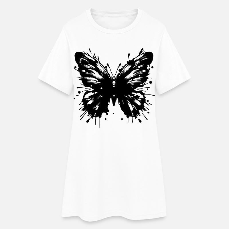 Papillon - Robe T-shirt Femme - blanc