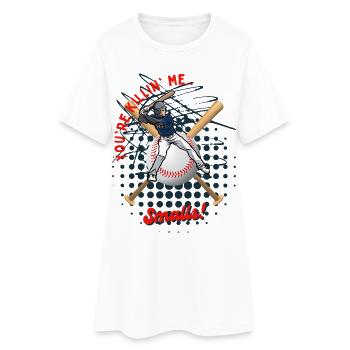 Frappeur de baseball avec texte ludique - Robe T-shirt Femme - blanc - Devant
