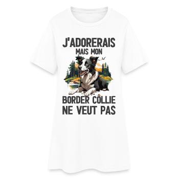 J adorerais mais mon chien mignon border collie - Robe T-shirt Femme - blanc - Devant