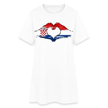 Croatie Hollande forme de coeur avec les mains utilisées - Robe T-shirt Femme - blanc - Devant