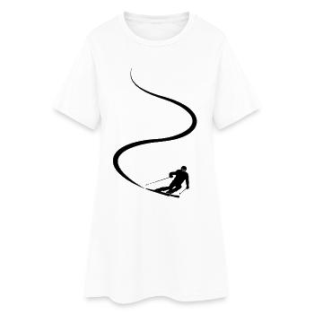 Skispur, Apres Ski, Wintersport, Skiurlaub - Frauen T-Shirt-Kleid - Weiß - Vorne