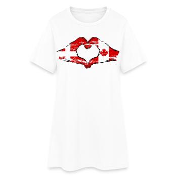 Denmark Canada Heart Shape with Hands Used - Women’s T-Shirt Dress - white - Front