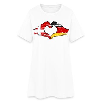 Denmark Germany Heart Shape with Hands Used - Women’s T-Shirt Dress - white - Front