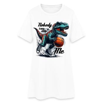Cadeau de basket-ball T-Rex - Robe T-shirt Femme - blanc - Devant