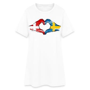 Danemark Suède forme de coeur avec des mains utilisées - Robe T-shirt Femme - blanc - Devant