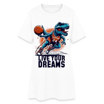 Cadeau de basket-ball T-Rex Dinosaur Dreams - Robe T-shirt Femme - blanc - Devant