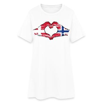 Danemark Norvège forme de coeur avec les mains utilisées - Robe T-shirt Femme - blanc - Devant