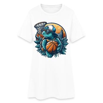 Cadeau de lunettes de soleil de tortue de basket-ball - Robe T-shirt Femme - blanc - Devant