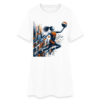 Frau Basketball Dunking Design - Frauen T-Shirt-Kleid - Weiß - Vorne