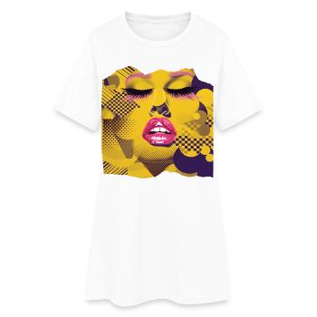 Pop Art Jaune et Rose - Robe T-shirt Femme - blanc - Devant