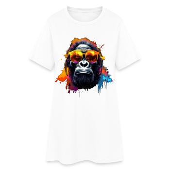 DJ Monkey Casque Lunettes de soleil Musique Fête Monkey - Robe T-shirt Femme - blanc - Devant