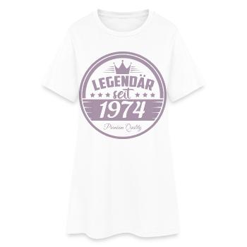 Legendär seit 1974 - Frauen T-Shirt-Kleid - Weiß - Vorne