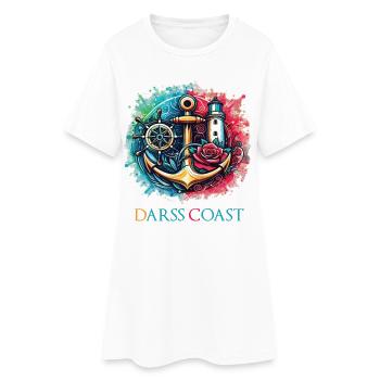 DarssCoast - Wellen Möwe Anker Grafik - Frauen T-Shirt-Kleid - Weiß - Vorne