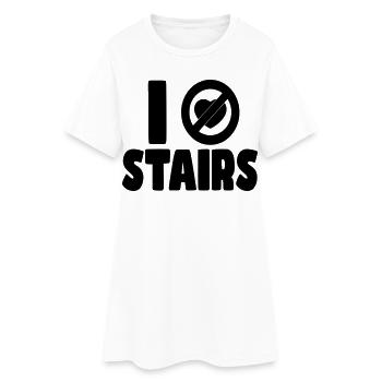 Je déteste les escaliers. Je déteste les escaliers. Humour en fauteuil roulant * - Robe T-shirt Femme - blanc - Devant