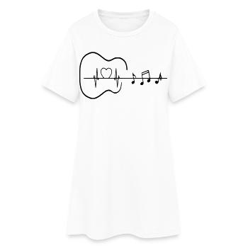 Gitarre mit Herzschlag und Noten * - Frauen T-Shirt-Kleid - Weiß - Vorne