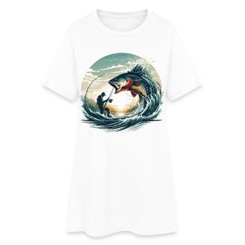 Pêche pêcheur dynamique cadeau - Robe T-shirt Femme - blanc - Devant
