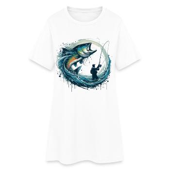 Cadeau dynamique de pêche - Robe T-shirt Femme - blanc - Devant