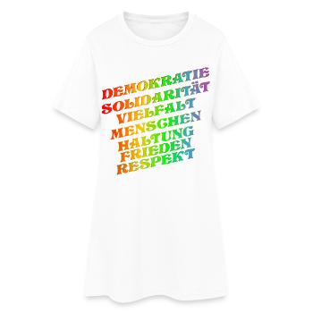 DEMOKRATIE SOLIDARITÄT VIELFALT - Frauen T-Shirt-Kleid - Weiß - Vorne