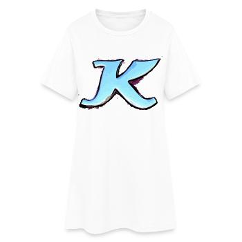 Buchstabe K - Frauen T-Shirt-Kleid - Weiß - Vorne