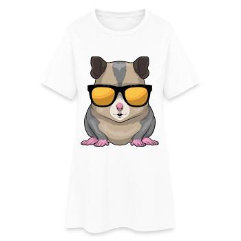 Lunettes de soleil Hamster - Robe T-shirt Femme - blanc - Devant