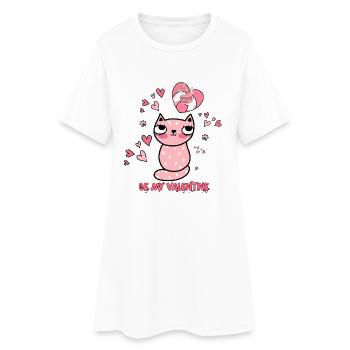 Coeur de chat Saint-Valentin design avec amour - Robe T-shirt Femme - blanc - Devant