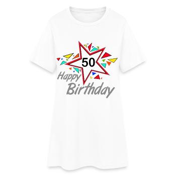 50th Birthday , 50 Years Happy Birthday Star (25) - Women’s T-Shirt Dress - white - Front