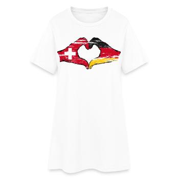 Switzerland Germany Flag Hands Heart Shape used - Women’s T-Shirt Dress - white - Front