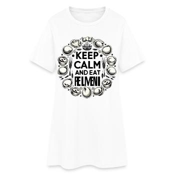 Gardez votre calme et mangez Pelmeni cadeau russe - Robe T-shirt Femme - blanc - Devant
