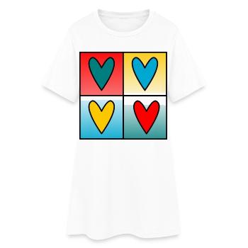 HERZ. HERZ. VALENTINSTAG. LIEBE. LIEBE. PAAR. - Frauen T-Shirt-Kleid - Weiß - Vorne